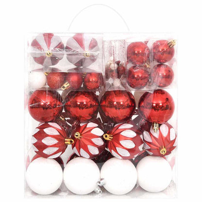 330089 vidaXL 64 Piece Christmas Bauble Set Red and White