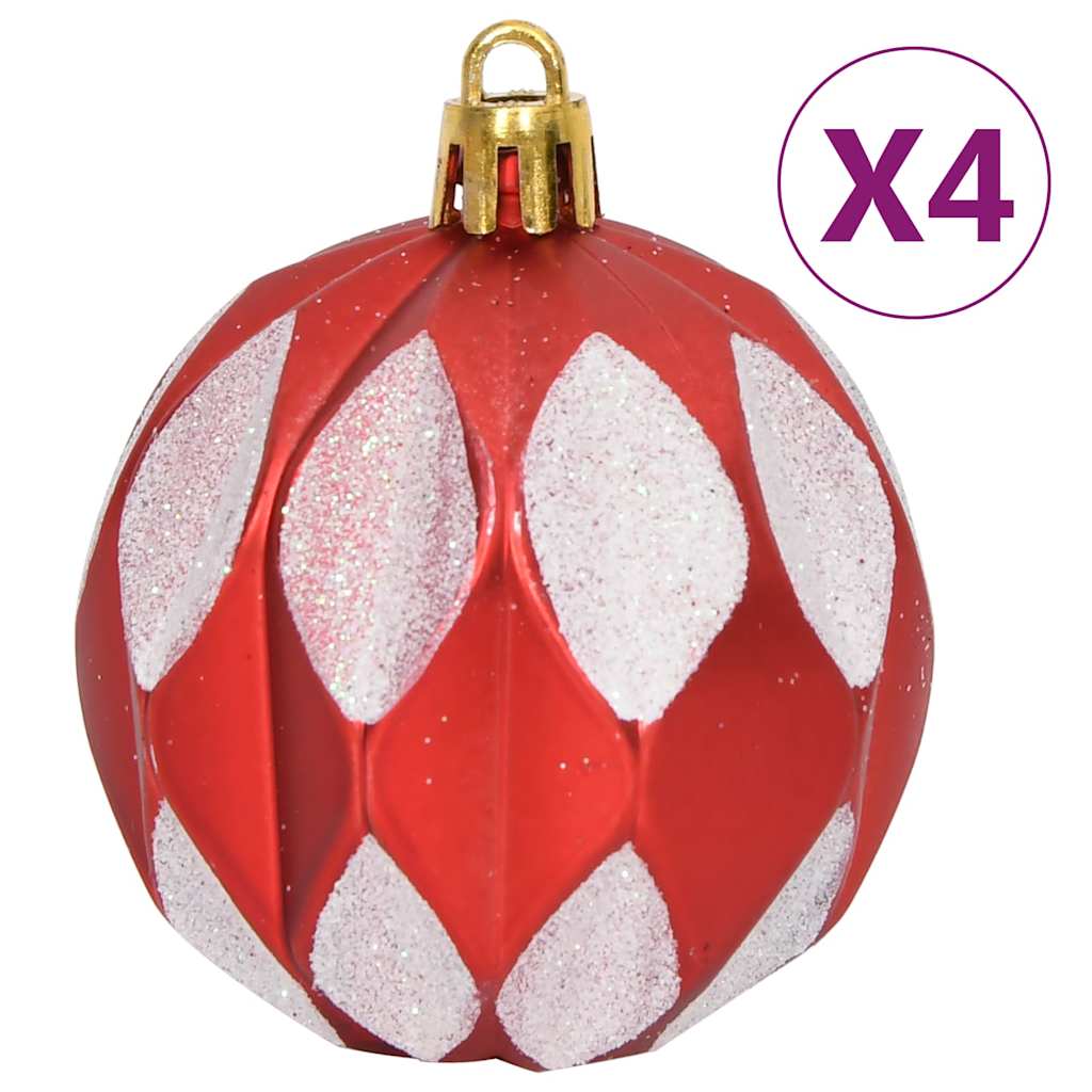 330089 vidaXL 64 Piece Christmas Bauble Set Red and White
