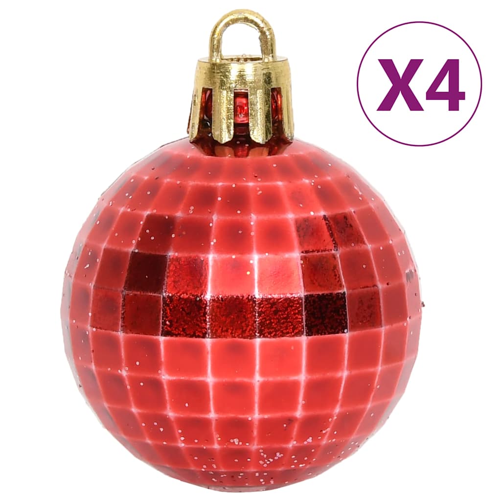 330089 vidaXL 64 Piece Christmas Bauble Set Red and White