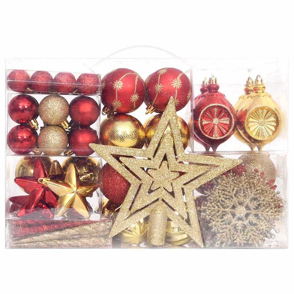 330091 vidaXL 108 Piece Christmas Bauble Set Gold and Red