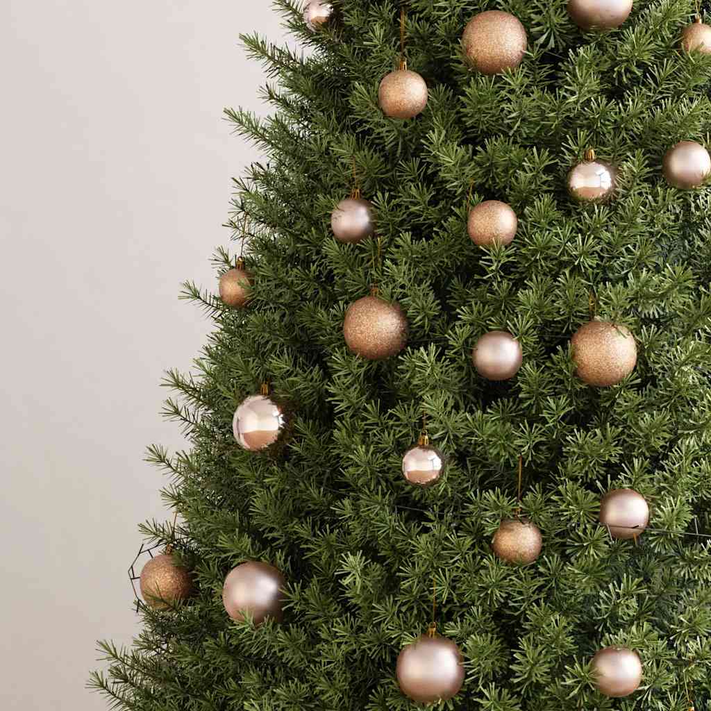 vidaXL 60 Piece Christmas Ball Set with Peak and 150 LEDs Rose Gold