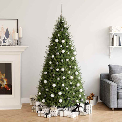 330099 vidaXL 60 Piece Christmas Ball Set with Peak and 150 LEDs White&Grey