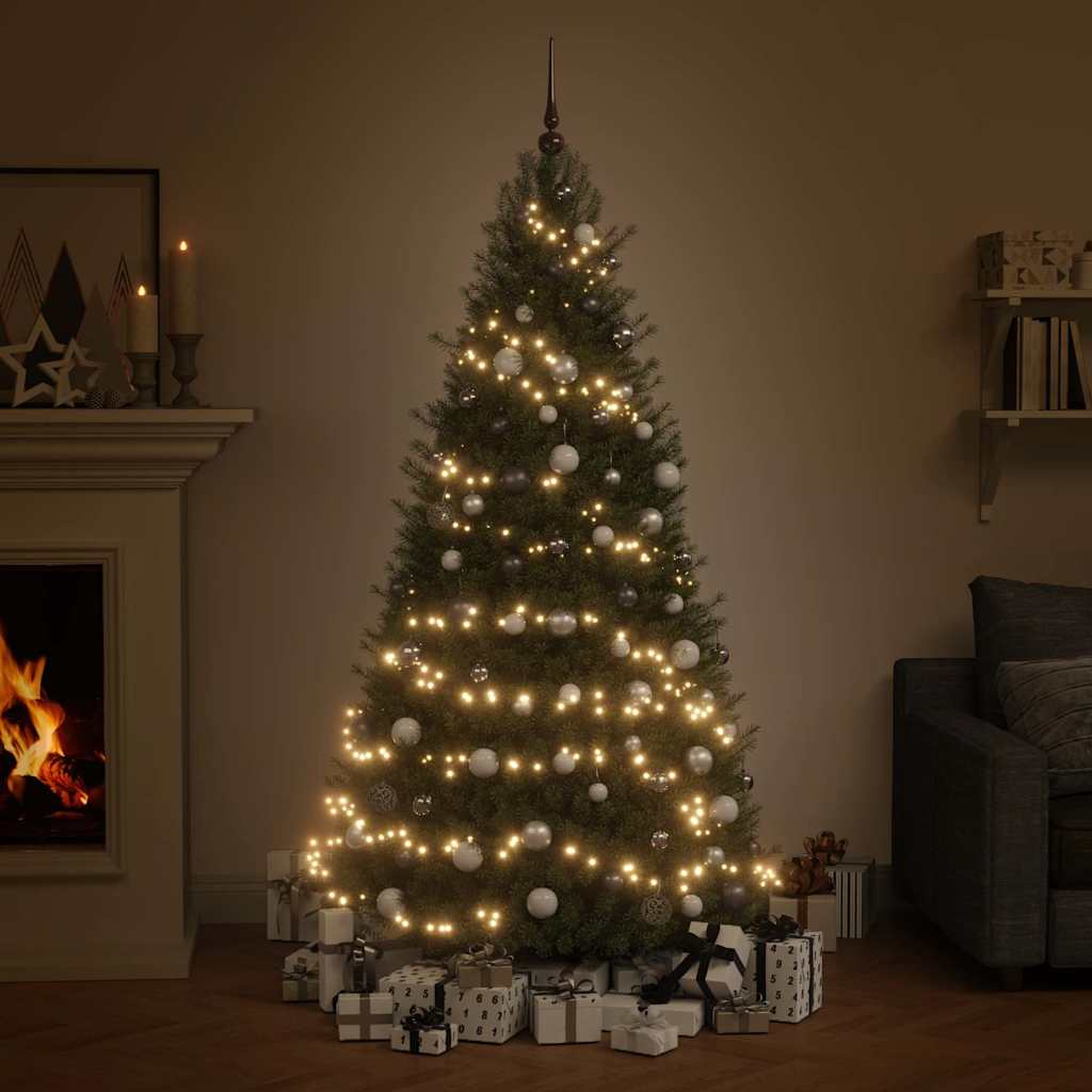330099 vidaXL 60 Piece Christmas Ball Set with Peak and 150 LEDs White&Grey