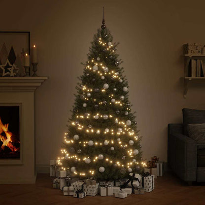 330099 vidaXL 60 Piece Christmas Ball Set with Peak and 150 LEDs White&Grey