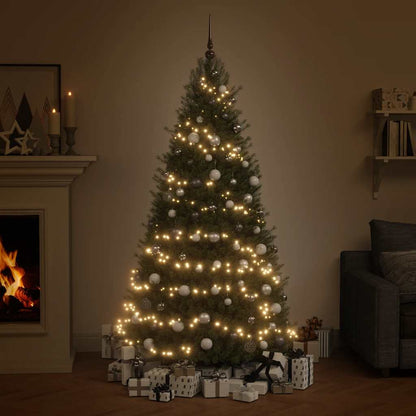 vidaXL 120 Piece Christmas Ball Set with Peak and 300 LEDs White&Gey
