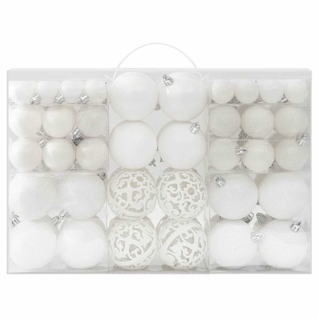 330082 vidaXL 100 Piece Christmas Ball Set White