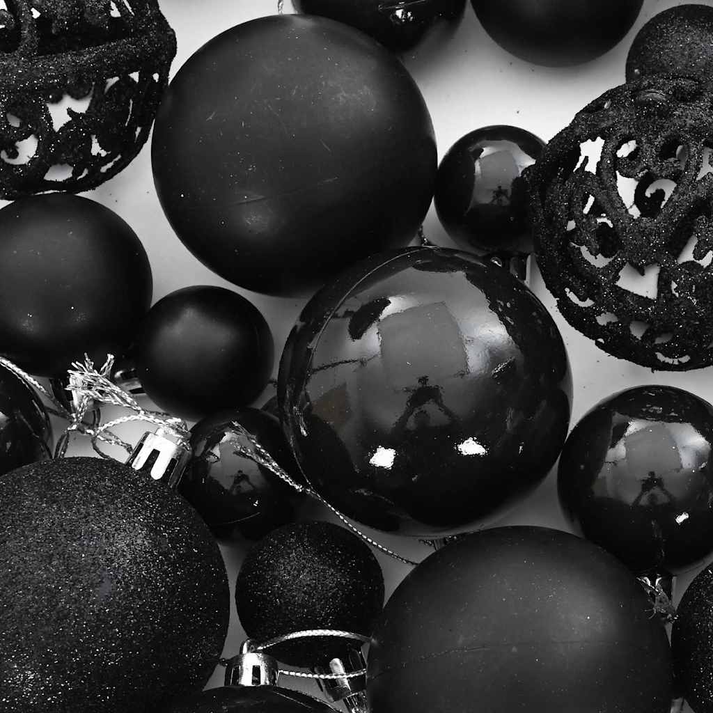 330083 vidaXL 100 Piece Christmas Ball Set Black