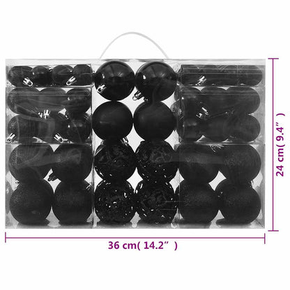 vidaXL 100 Piece Christmas Ball Set Black