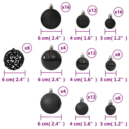 330083 vidaXL 100 Piece Christmas Ball Set Black