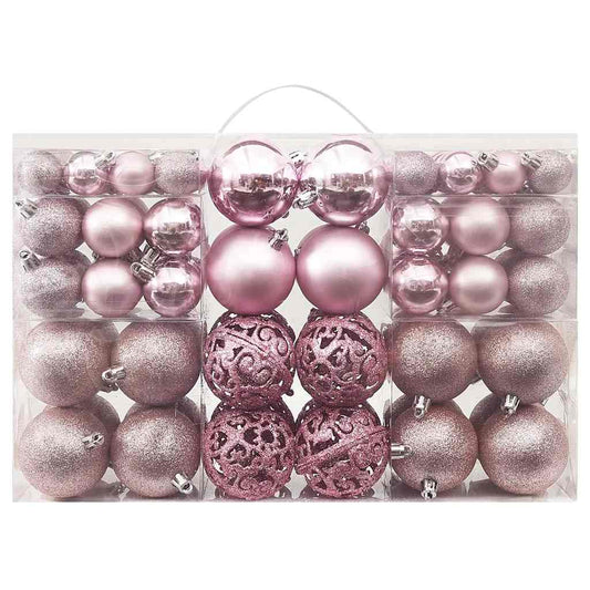 vidaXL 100 Piece Christmas Ball Set Pink