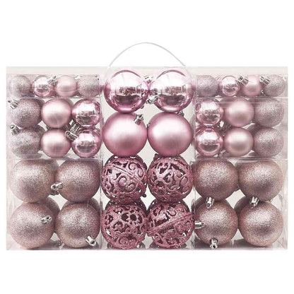 330084 vidaXL 100 Piece Christmas Ball Set Pink