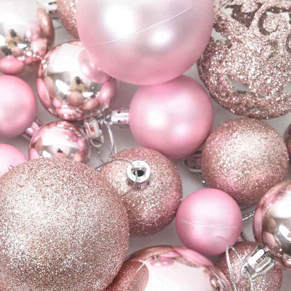 330084 vidaXL 100 Piece Christmas Ball Set Pink