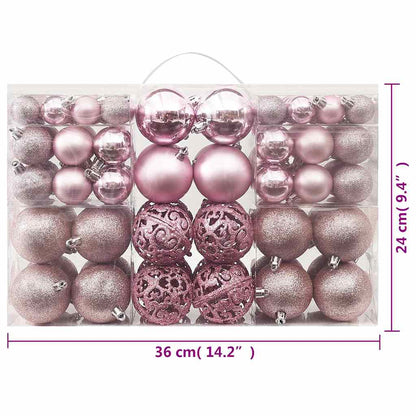 330084 vidaXL 100 Piece Christmas Ball Set Pink