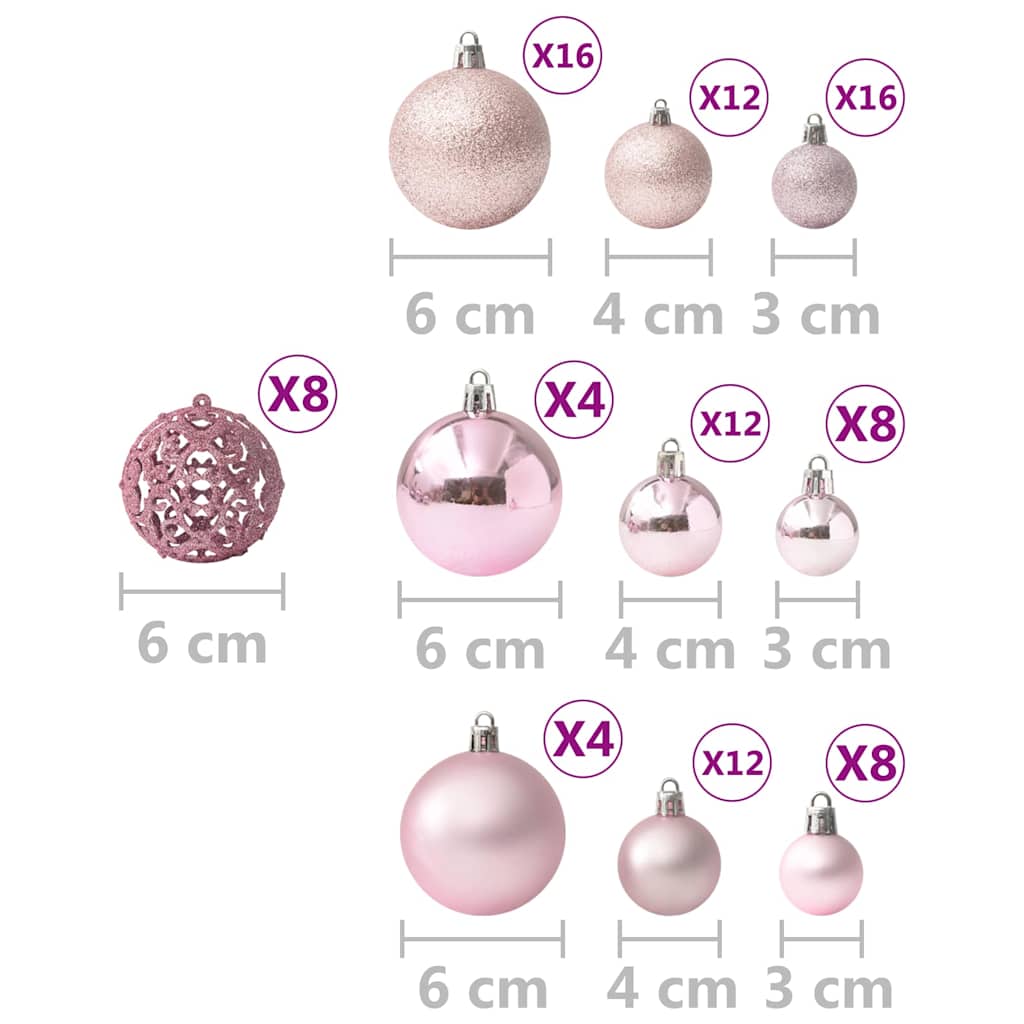 330084 vidaXL 100 Piece Christmas Ball Set Pink