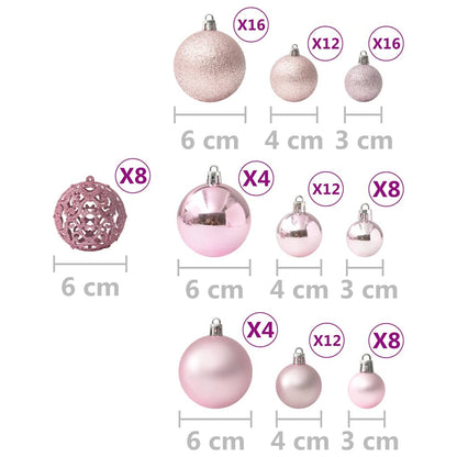 330084 vidaXL 100 Piece Christmas Ball Set Pink