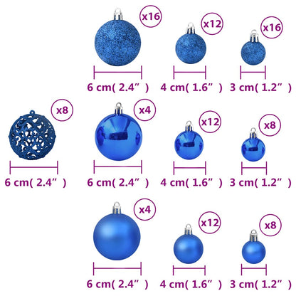 vidaXL 100 Piece Christmas Ball Set Blue