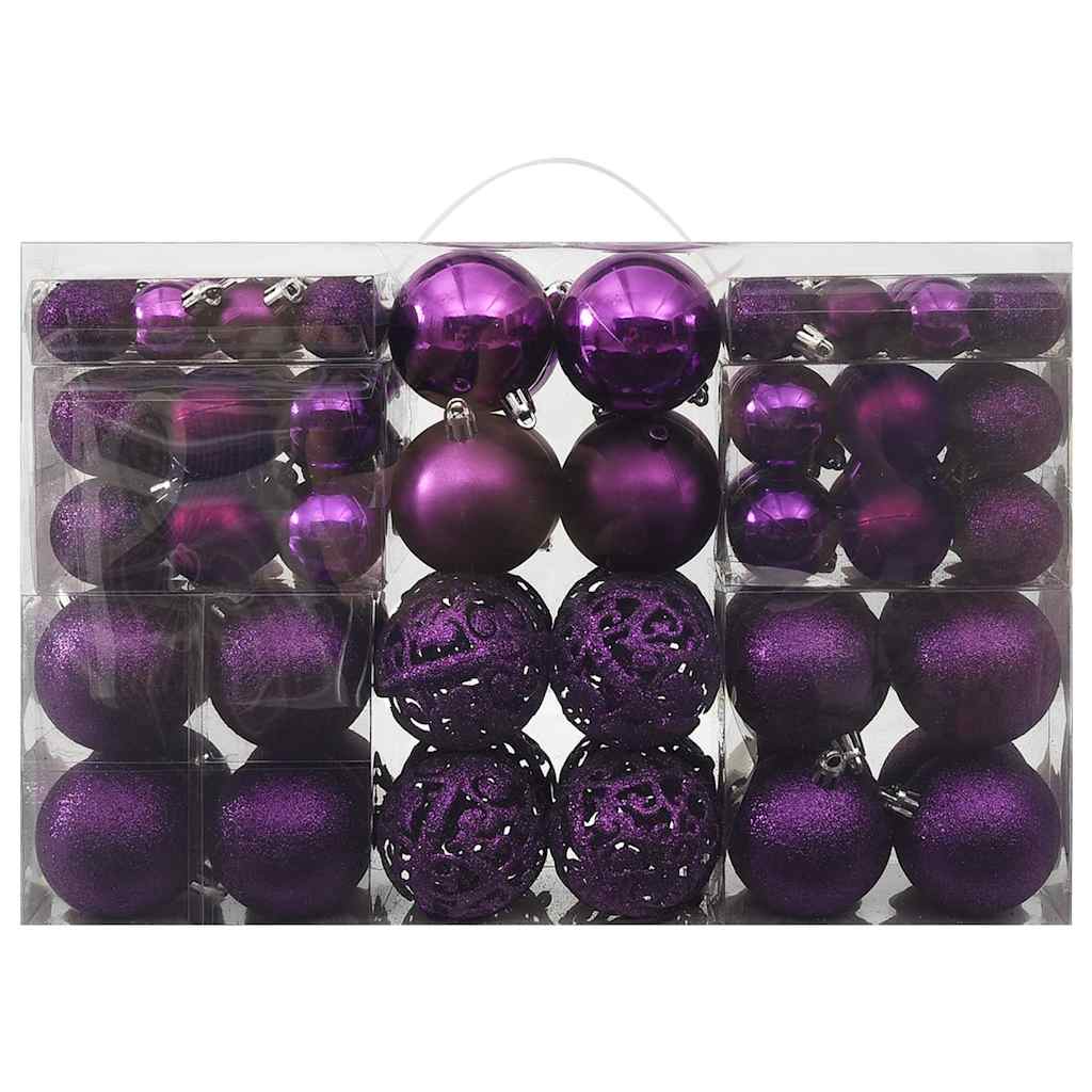 330086 vidaXL 100 Piece Christmas Ball Set Purple