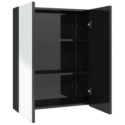 vidaXL Bathroom Mirror Cabinet 60x15x75 cm MDF Shining Black