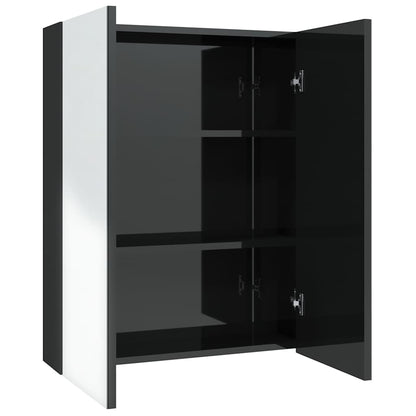 331524 vidaXL Bathroom Mirror Cabinet 60x15x75 cm MDF Shining Black