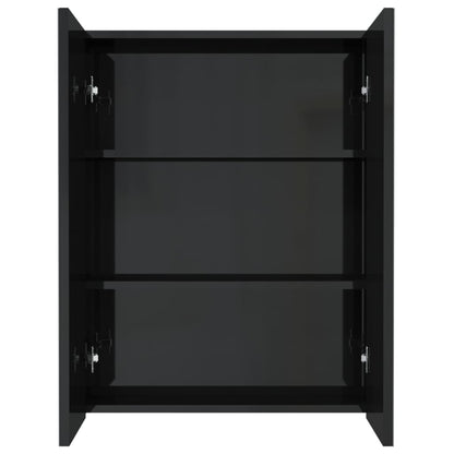 vidaXL Bathroom Mirror Cabinet 60x15x75 cm MDF Shining Black