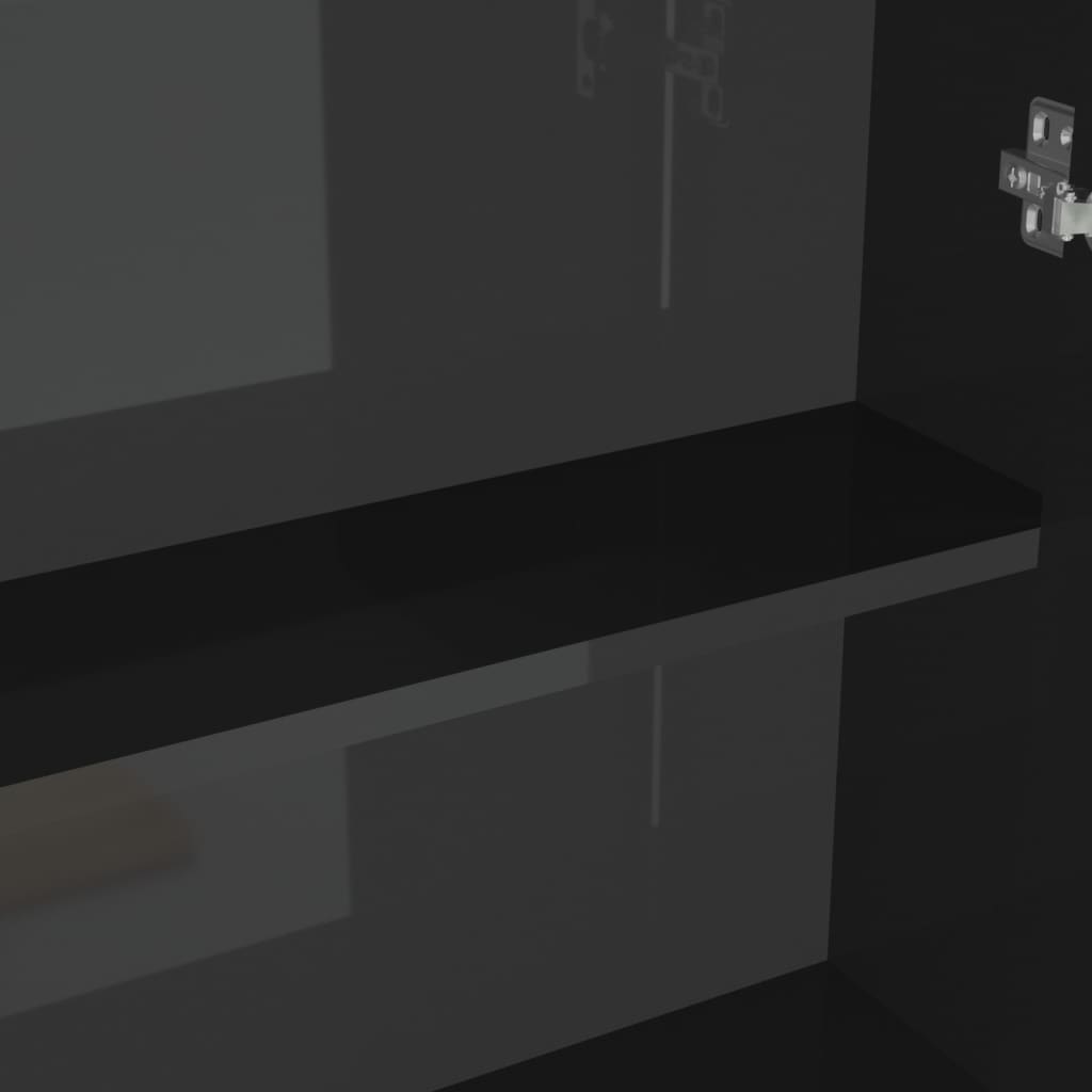 vidaXL Bathroom Mirror Cabinet 60x15x75 cm MDF Shining Black