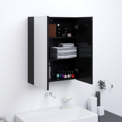 vidaXL Bathroom Mirror Cabinet 60x15x75 cm MDF Shining Black