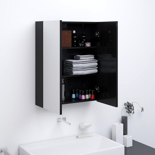 vidaXL Bathroom Mirror Cabinet 60x15x75 cm MDF Shining Black