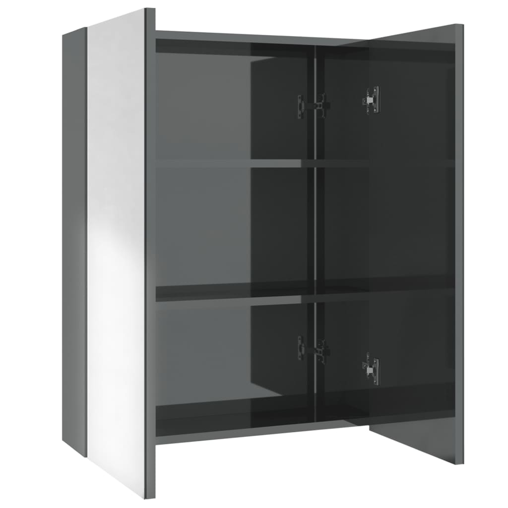 vidaXL Bathroom Mirror Cabinet 60x15x75 cm MDF Shining Grey