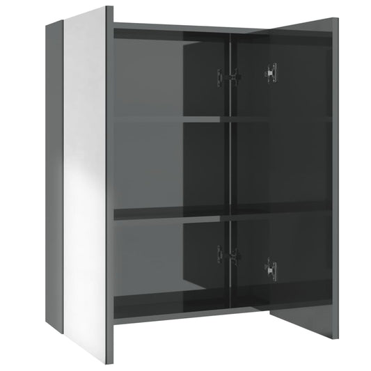 vidaXL Bathroom Mirror Cabinet 60x15x75 cm MDF Shining Grey