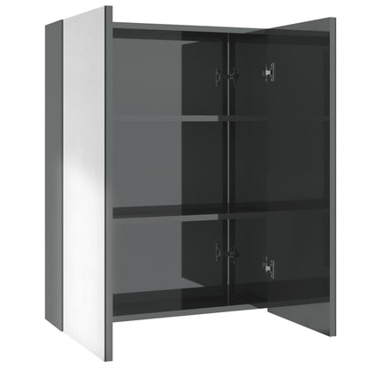 vidaXL Bathroom Mirror Cabinet 60x15x75 cm MDF Shining Grey