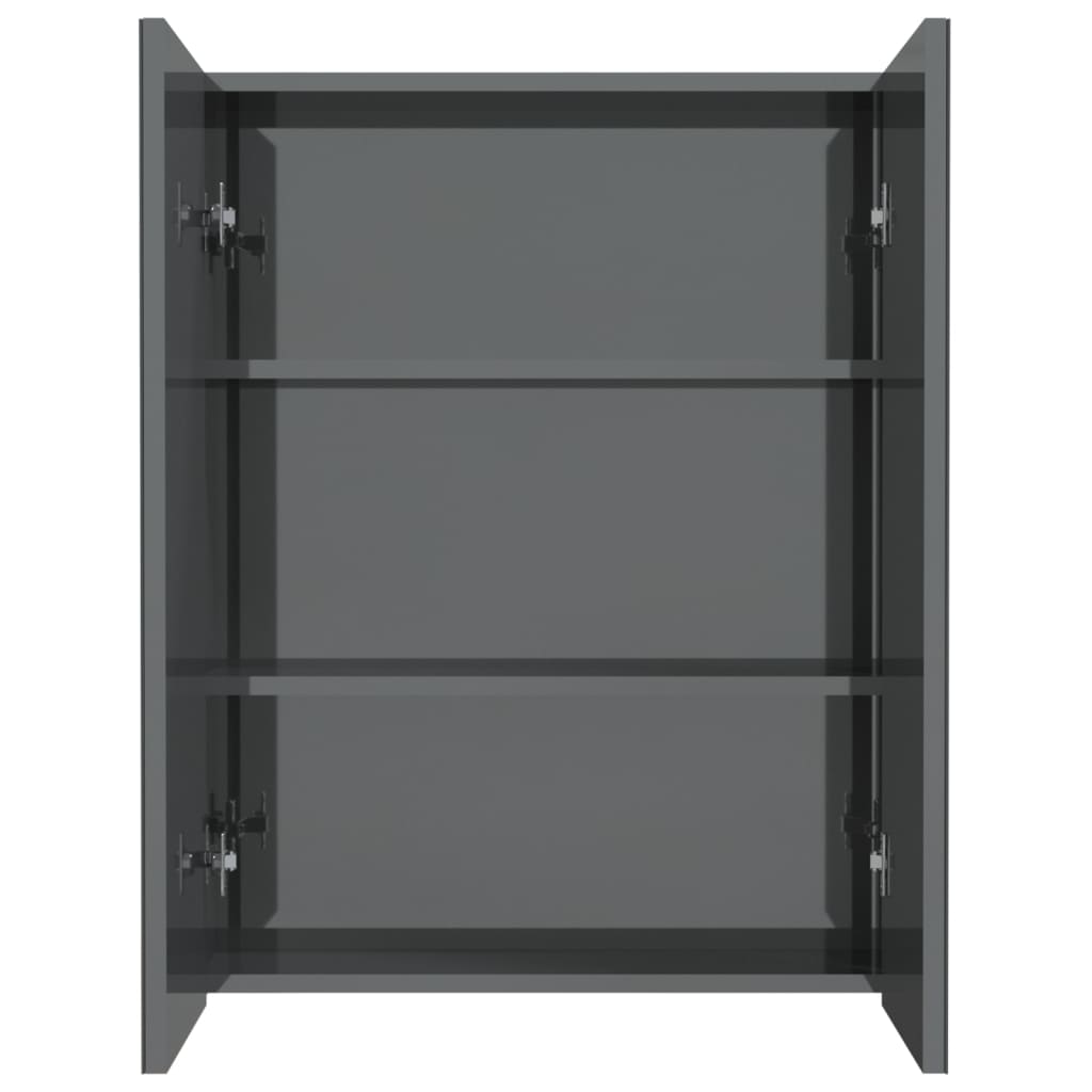 vidaXL Bathroom Mirror Cabinet 60x15x75 cm MDF Shining Grey