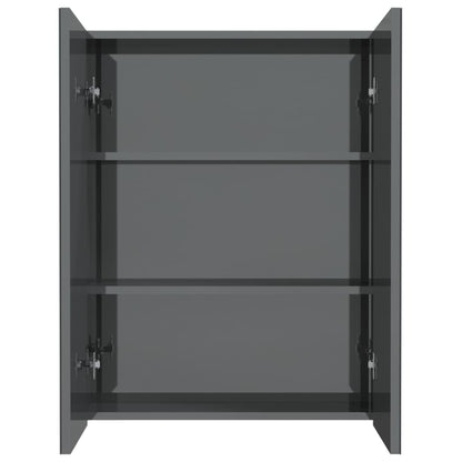 vidaXL Bathroom Mirror Cabinet 60x15x75 cm MDF Shining Grey