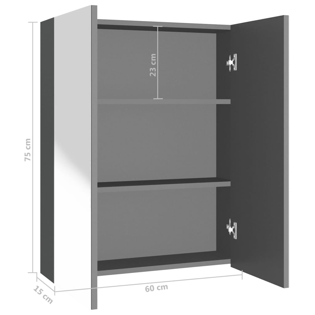vidaXL Bathroom Mirror Cabinet 60x15x75 cm MDF Anthracite