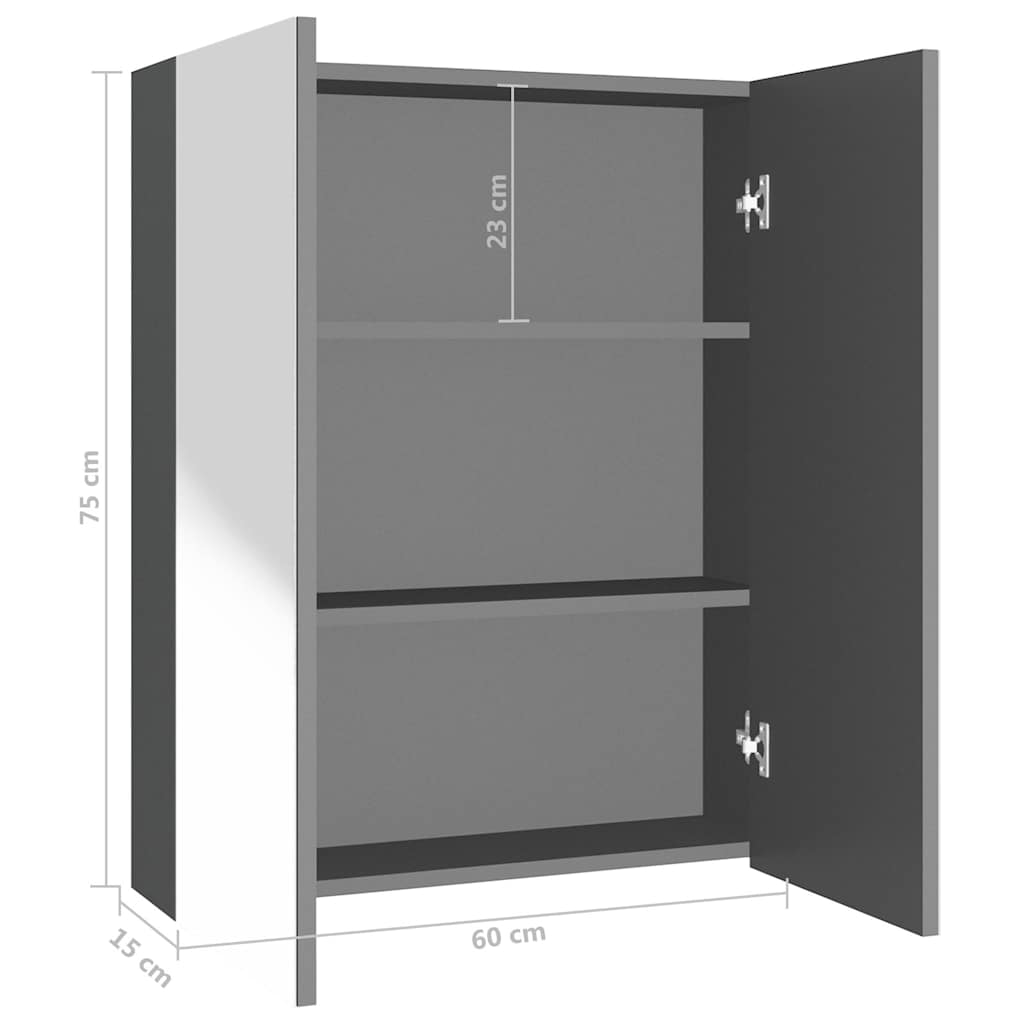 vidaXL Bathroom Mirror Cabinet 60x15x75 cm MDF Anthracite