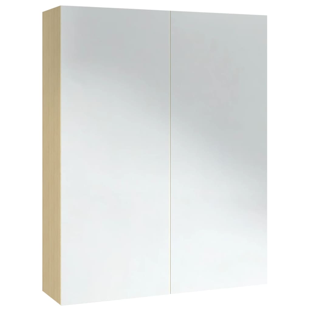 vidaXL Bathroom Mirror Cabinet 60x15x75 cm MDF White and Oak