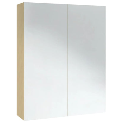 vidaXL Bathroom Mirror Cabinet 60x15x75 cm MDF White and Oak