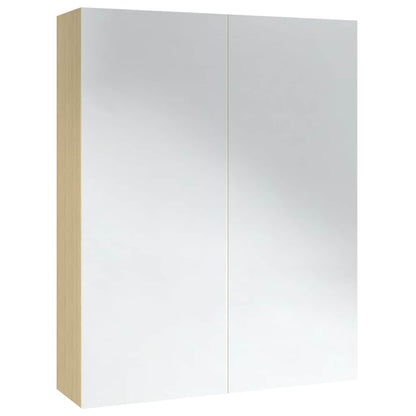 331530 vidaXL Bathroom Mirror Cabinet 60x15x75 cm MDF White and Oak