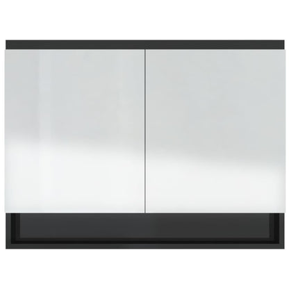 vidaXL Bathroom Mirror Cabinet 80x15x60 cm MDF Shining Black