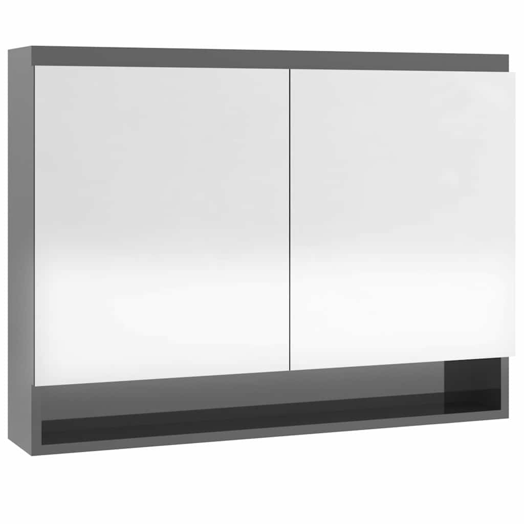 331533 vidaXL Bathroom Mirror Cabinet 80x15x60 cm MDF Shining Grey
