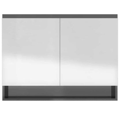 331533 vidaXL Bathroom Mirror Cabinet 80x15x60 cm MDF Shining Grey