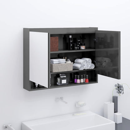 331533 vidaXL Bathroom Mirror Cabinet 80x15x60 cm MDF Shining Grey