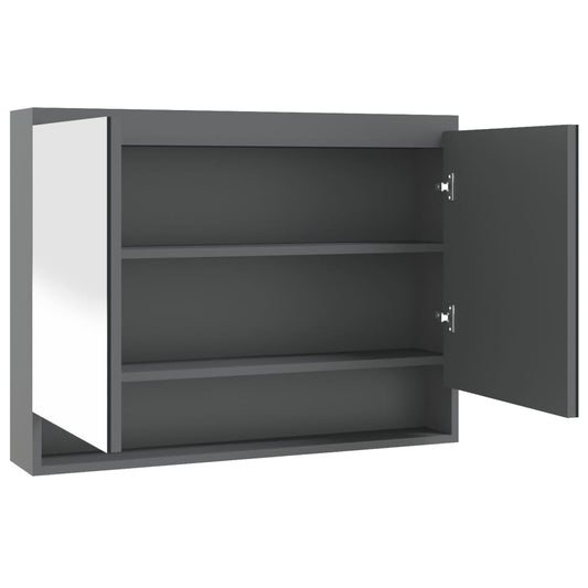 vidaXL Bathroom Mirror Cabinet 80x15x60 cm MDF Grey