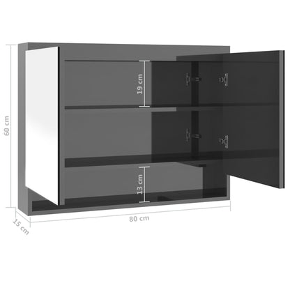 vidaXL Bathroom Mirror Cabinet 80x15x60 cm MDF Grey