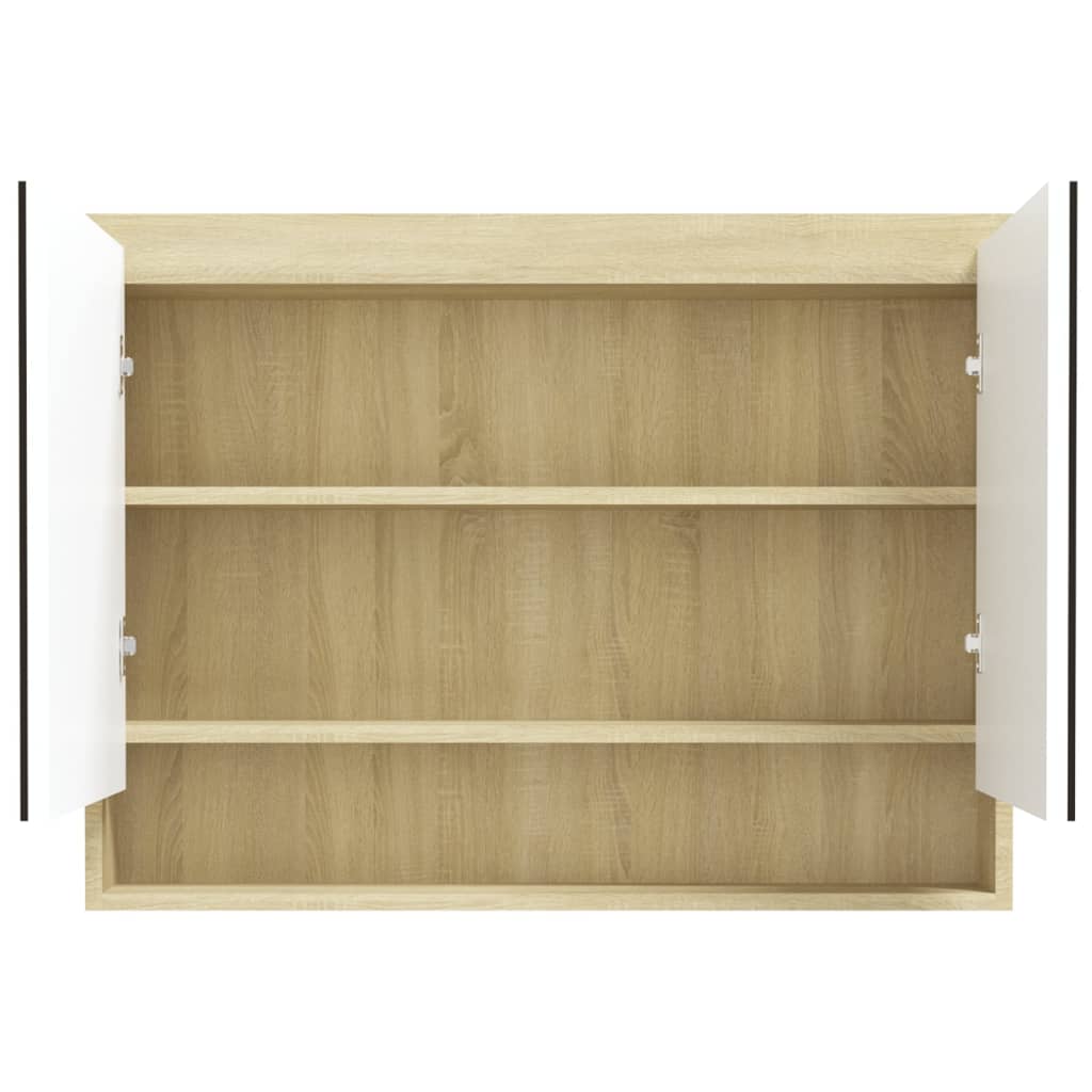 vidaXL Bathroom Mirror Cabinet 80x15x60 cm MDF White and Oak
