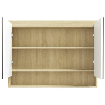 vidaXL Bathroom Mirror Cabinet 80x15x60 cm MDF White and Oak