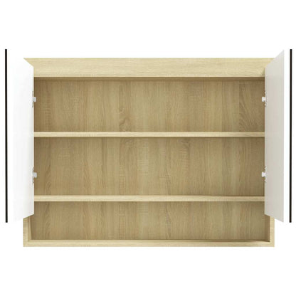 331537 vidaXL Bathroom Mirror Cabinet 80x15x60 cm MDF White and Oak