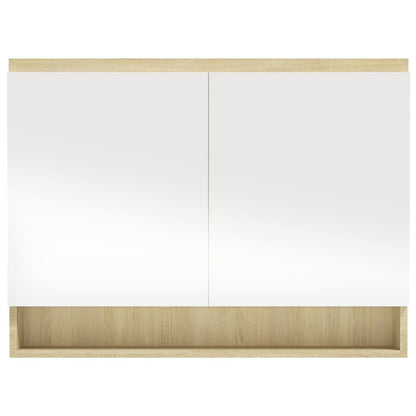 vidaXL Bathroom Mirror Cabinet 80x15x60 cm MDF White and Oak