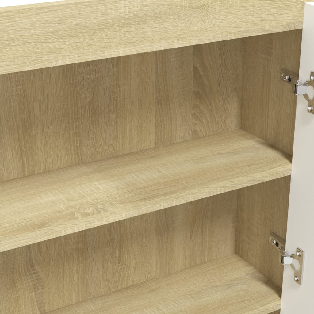 vidaXL Bathroom Mirror Cabinet 80x15x60 cm MDF White and Oak