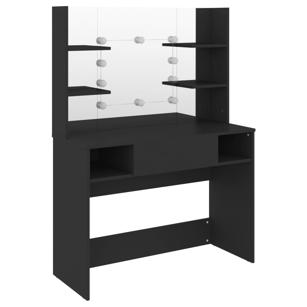 vidaXL Makeup Table with LED Lights 100x40x135 cm MDF Black