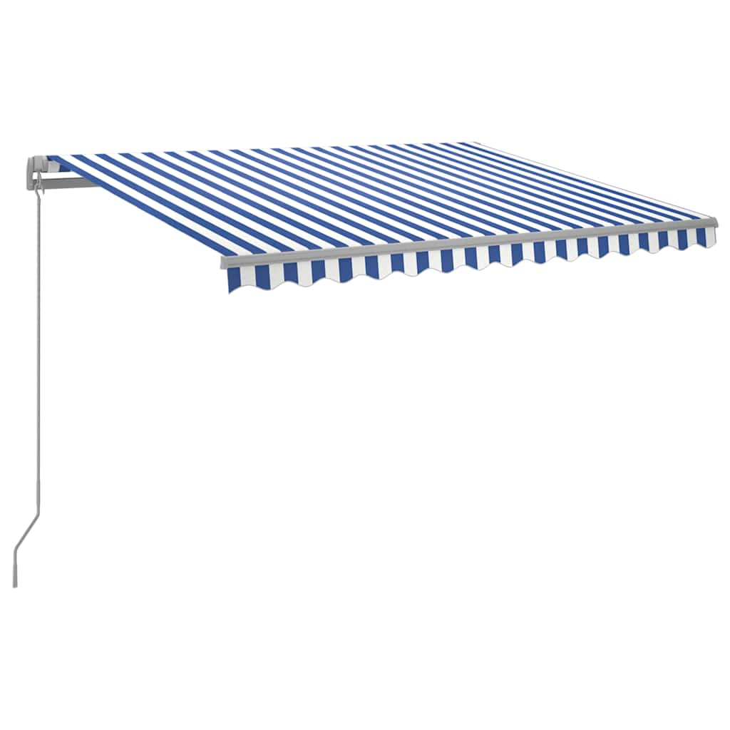 vidaXL Manual Retractable Awning with LED 300x250 cm Blue and White